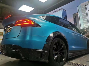 Nouvel ensemble de carrosserie en fibre de carbone forgée pour <span class=keywords><strong>Tesla</strong></span> <span class=keywords><strong>Model</strong></span> <span class=keywords><strong>X</strong></span>, style Topcar : Lame avant, Lame arrière, Jupes latérales, Élargisseurs d'ailes - Product Image 4