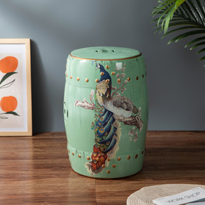 Tabouret de Table Vintage en Céramique avec Fleurs et Oiseaux, Nouveau Tambour Chinois - Product Image 2