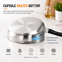 Poêle à frire en acier inoxydable avec fond capsule, compatible induction, gaz et électrique, fournie par l'usine, OEM ODM, vente en gros