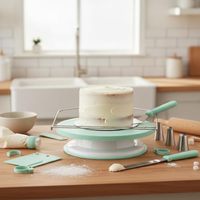 Kuchen-Dekorations-Set mit Drehteller, 36-teilig, Spritzbeutel und Tüllen, Kunststoff-Kuchendekorations-Kit mit 6 Spritztüllen