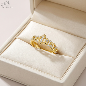 Anillo de Diseño de Cadena Vintage Hecho a Mano, de Alta Calidad, para Exportación, al por Mayor, con Diamantes Naturales Reales y Oro Sólido de 18K - Product Image 5