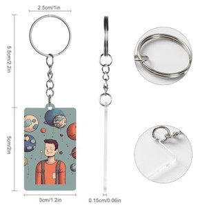 Llavero de acrílico con personajes de <span class=keywords><strong>anime</strong></span> <span class=keywords><strong>y</strong></span> dibujos animados OEM/ODM, bonito llavero con estampado divertido, soporte rectangular de acrílico para hombres - Product Image 2