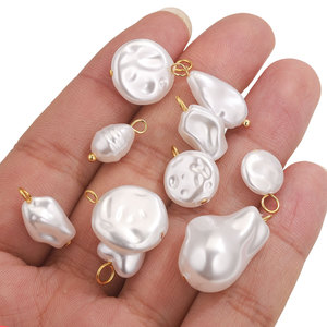 จี้ไข่มุกเทียมสไตล์บาโรก |   จี้ห่วงสแตนเลสเคลือบ PVD 18K สำหรับทำเครื่องประดับ DIY (สร้อยข้อมือ, สร้อยคอ, ต่างหู) - Product Image 6