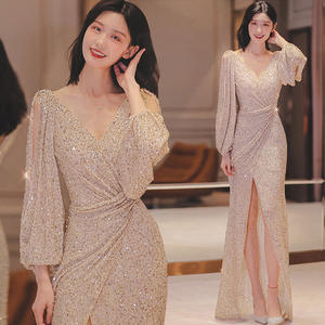 Nuevo temperamento elegante falda de cola de pez lentejuelas Sexy vestido de noche de Graduación - Product Image 2