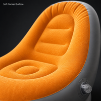 Fauteuil gonflable pliable d'extérieur floqué, chaise longue de camping portable avec repose-pieds ottoman en PVC inclinable
