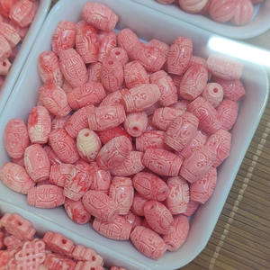 Piedra en polvo Rosa tallada de larga vida, cuentas de tambor con diseño de concha, SL0343, gran oferta - Product Image 1