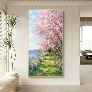 Hand Painted Oil <b>Painting</b> Floral Landscape 3D Textured Wall Art <b>For</b> Entryway Decor With Wood <b>Frame</b> Metal Outer <b>Frame</b> - Product Image 1