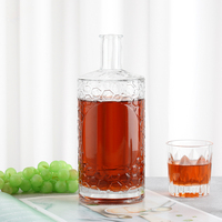 Botella de vidrio redonda clásica de alta calidad, licor de Vodka vacío transparente, Gin Ron, Tequila, whisky, brandy, botella de vidrio para licores