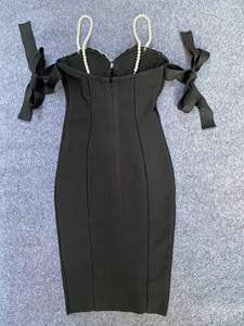 奢华性感女性紧身珠饰珍珠无背绷带连衣裙前庭女士晚宴鸡尾酒会正式场合舞会 - Product Image 6