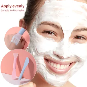 Großhandel Double End Silikon maske Pinsel mit Maske Spatel Private Label Diy Spa Beauty Clay Gesichts maske Pinsel SY606