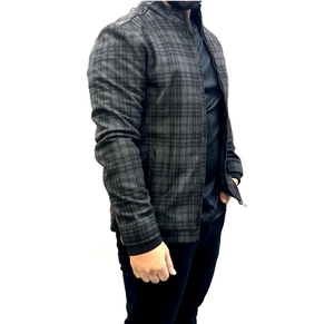 Manteau d'hiver de baseball à carreaux de luxe pour hommes, veste en cuir taille XL à col montant et à fermeture éclair et à manches longues de haute qualité avec service OEM - Product Image 2