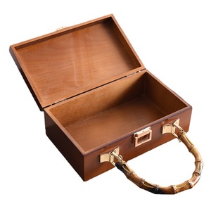 Boîte en bambou avec poignée, boîte de rangement rectangulaire portable pour bijoux, emballage Hanfu, utilisation artisanale - Product Image 4