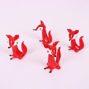 Red Blown Glass <strong>Fox</strong> Statue <strong>Figurine</strong> Miniature Animal Art Sculpture for Home Table Decor or Gifts Technique Lampworking - Product Image 5