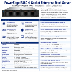 Serveur en rack d'entreprise Dell PowerEdge R860 à 4 sockets, processeur Intel Xeon, serveur critique pour la virtualisation <span class=keywords><strong>SAP</strong></span> HANA - Product Image 1