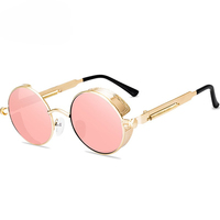 Lunettes de soleil rétro punk de haute qualité, style européen et américain, lunettes de soleil en métal avec verres TAC