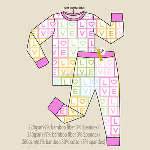 रूइडियन कस्टम थोक वैलेंटाइन के दिन बच्चों के कपड़ों ने लड़कियों को बांस फाइबर की लंबी आस्तीन वाले मूव्स 2-पीस सेट - Product Image 6