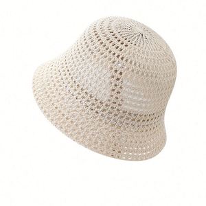 Chapeau Bob en Tricot Creux Simple Style Japonais pour l'Été, la Plage et les Voyages en Extérieur - Product Image 5