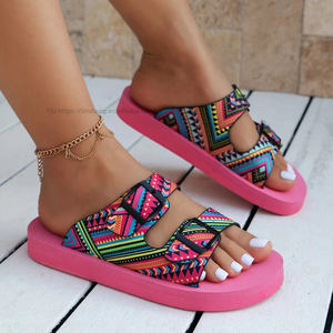 Women's Summer New Double-Breasted Sandals for Slippers <b>Plus</b> <b>Size</b> Casual Lightweight Slides European American Style Platform - Product Image 1