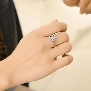 Diamond <b>Ring</b> Round Brilliant Cut Women's Engagement Jewelry Adjustable <b>Opening</b> Geometric Design - Product Image 1