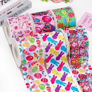 Được Tùy Chỉnh 25Mm Dễ Thương Thỏ Và Trứng Phục Sinh Bunny Grosgrain <span class=keywords><strong>Ribbon</strong></span> Cho DIY Thủ Công Mỹ Nghệ Trang Trí - Product Image 2