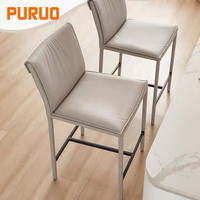 Chaises de bar de style minimaliste, design luxueux, tabourets hauts en cuir avec pieds en fer, tabourets de réception design