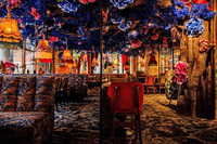 Arbre à fleurs artificiel en cerisier bleu poussiéreux, grand arbre à fleurs, 8 pieds, 10 pieds, arbre d'angle mural en cerisier artificiel pour décoration intérieure, fleurs bleu Klein