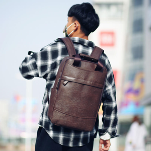Retro PU <b>Leather</b> <b>Men</b> Business <b>Backpack</b> Large Capacity 15.6 Inch Laptop Bag Multi-compartment Travel Office Work <b>Backpack</b> - Product Image 1