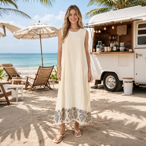 Robe longue <span class=keywords><strong>bohème</strong></span> en viscose sans manches avec imprimé paisley, robe d'été décontractée pour la plage, pour femmes - Product Image 5