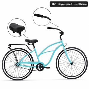 Vélo de plage Lowrider à une vitesse, 26 pouces, cadre en acier, vélo de ville pour adultes, frein à rétropédalage, à vendre - Product Image 1
