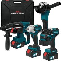Grande réduction disponible sur les offres de kits d'outils électriques combinés, 4 ensembles d'outils, perceuses sans fil 18v 20v 21v Volt, batterie pour usage domestique
