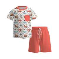 Ensemble de vêtements pour bébés filles en soie de lait à imprimé animal, style occidental, manches courtes, deux pièces, vente en gros