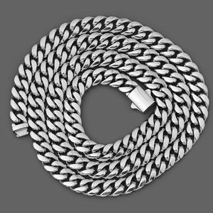 Chaîne cubaine en acier inoxydable, bijoux hip-hop urbains pour hommes, chaîne maille cubaine Miami en or 18 carats - Product Image 1