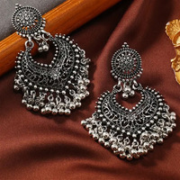 Boucles d'oreilles Jhumka clochette vintage en filigrane argenté de style ethnique indien pour femmes, marque FTS, plus de 10 ans d'expérience, livraison DDP, 1688 Low