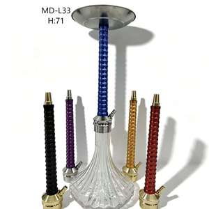 Moderno Set de Hookah con Base Transparente, Soporte Metálico y Tubos Texturizados, Pipa de Agua para Salón, Bar, Cafetería y Uso Doméstico - Product Image 1