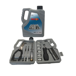 ชุดเครื่องมือขวดน้ำมันยูโรโกะ 21 ชิ้น ชุดซ่อมแซมในครัวเรือนเหล็กกล้าคาร์บอน พร้อมไขควง ประแจบล็อก คีม - Product Image 1