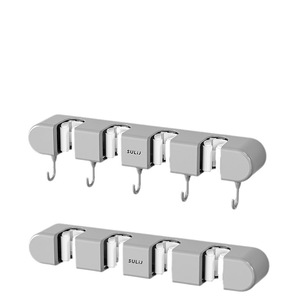 Cozy Coat Tool Rack <strong>Wall</strong> Hooks Free-Hole Toilet Brush Storage Hook 4 Clips 5 Hooks <strong>Wall</strong> Hanging <strong>Mop</strong> Rack for Kitchen Bathroom - Product Image 1