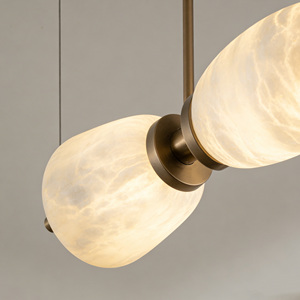 <span class=keywords><strong>Lustre</strong></span> en <span class=keywords><strong>cuivre</strong></span> <span class=keywords><strong>et</strong></span> marbre d'albâtre espagnol, moderne <span class=keywords><strong>et</strong></span> minimaliste, en forme de longue bande, pour salle à manger, bar, ou comptoir haut de gamme - Product Image 6