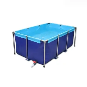 Customized Size PVC Tarpaulin Fish Pond 900g Cloth Plastic Fish Tank PVC Aquaculture Fish Tank Pond with Stainless Steel Stand