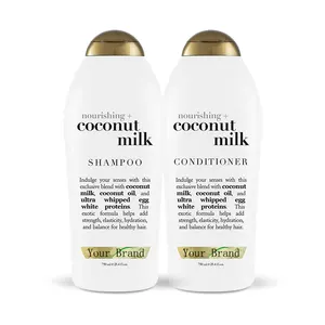 ココナッツミルク、ココナッツオイル、卵白タンパク質を使用した、丈夫で健康的な髪のための栄養ココナッツミルク保湿シャンプー