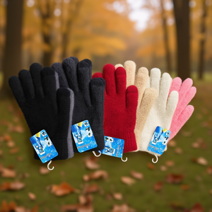 ถุงมือหน้าจอสัมผัสสำหรับผมหยิก 12 แพ็ค สีดำ สีเทา สีแดง สีกรมท่า สีเบจ สีชมพู - Product Image 3
