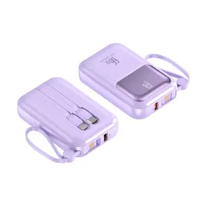 Table Portable With Cables 12v 18650 Pack Battery Mobile 10000mah Power Bank Cell Phone Charger