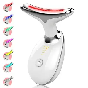 IFINE Beauty Home Use Vibration Heated 7 Colors LED Light Therapy Facial Neck Device Face Neck Lifting Massager