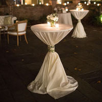 Housse de table ronde en satin de luxe, extensible, pour table haute de bar, nappe pour mariage, banquet, événement, hôtel