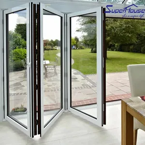 Superhouse Topkwaliteit Aluminium Opvouwbare Patio Deuren Aluminium Frame Exterieur Bi-Fold Deur Voor Huis Villa