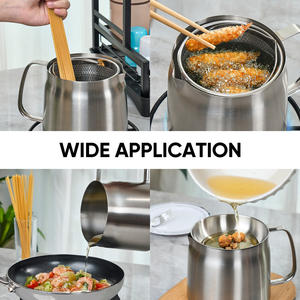 Ensemble de filtre et de pot de stockage d'huile de cuisson en acier inoxydable 304, passoire fine, panier de friture, couvercle anti-débordement, qualité alimentaire, compatible lave-vaisselle - Product Image 2