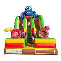 Toboggan gonflable double piste en PVC durable, motif monstre donut personnalisé, pour fêtes d'anniversaire et événements pour enfants