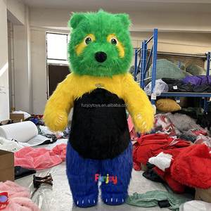 Panda mascotte gonfiabile di alta qualità pelliccia lunga 2m/2.6m/3m gonfiabile panda mascotte peluche costume - Product Image 4