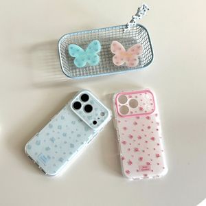 Funda Doble Capa con Diseño Floral Pequeño y Mariposas en Tonos Rosa y Azul Primavera para iPhone 17ProMax 16 15 para Mujer - Product Image 1