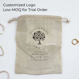 Sac écologique pour produits frais en coton biologique, sac de rangement alimentaire en gaze de coton 100% avec cordon de serrage, impression de logo personnalisée, service OEM - Product Image 5