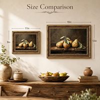 Toile vintage encadrée or, nature morte avec poire, 9x11 pouces, décoration de cuisine style ferme, échantillons OEM ODM prêts en moins d'une journée